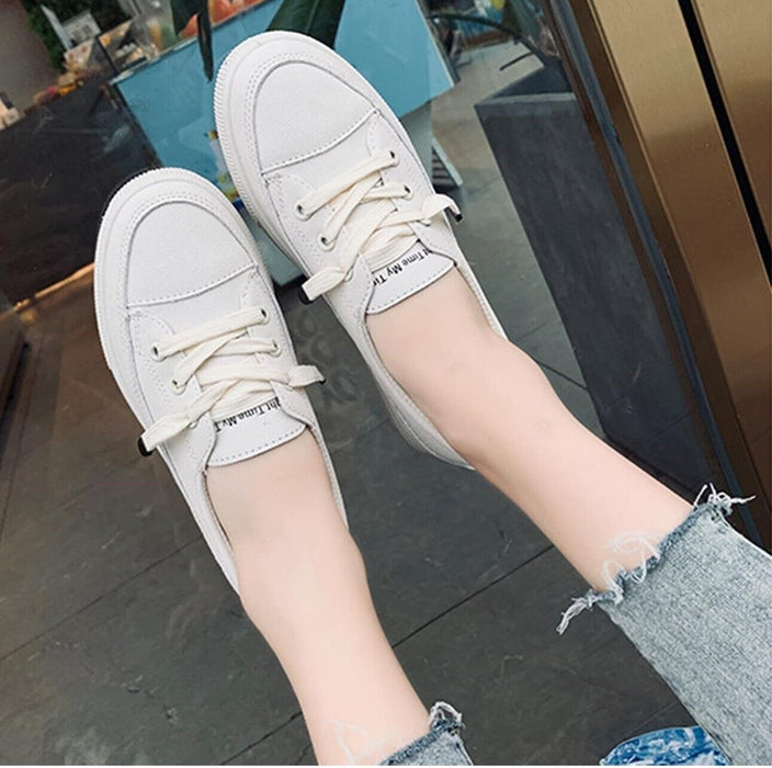 Women's Flat Canvas Shoes Summer Loafers Ladies Casual Comfort Slip On UK 6.5