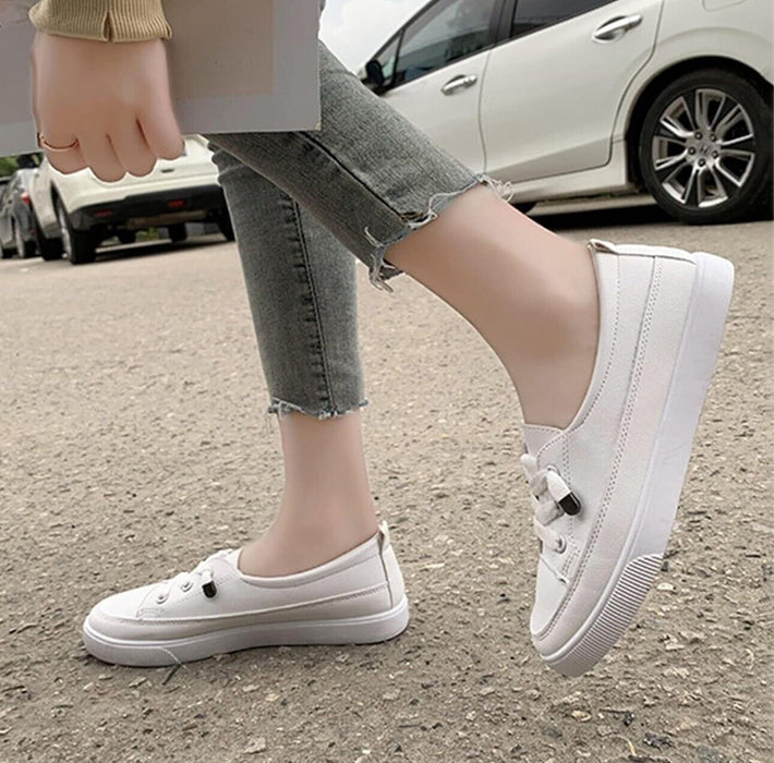 Women's Flat Canvas Shoes Summer Loafers Ladies Casual Comfort Slip On UK 6.5