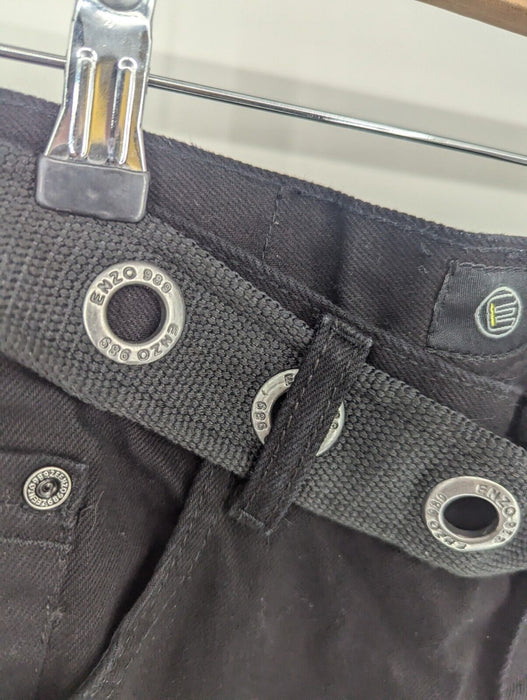 Ze Enzo Jeans 989 Straight Fit 34s Mens Black (With Belt)