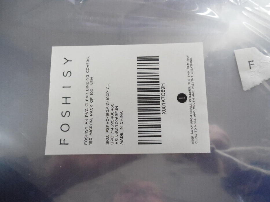 Foshisy a4 clear binding covers 150 Micron Pack of 100