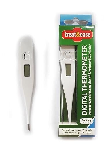 Digital Thermometer Fever Alarm, Auto Shut-off, LCD Display