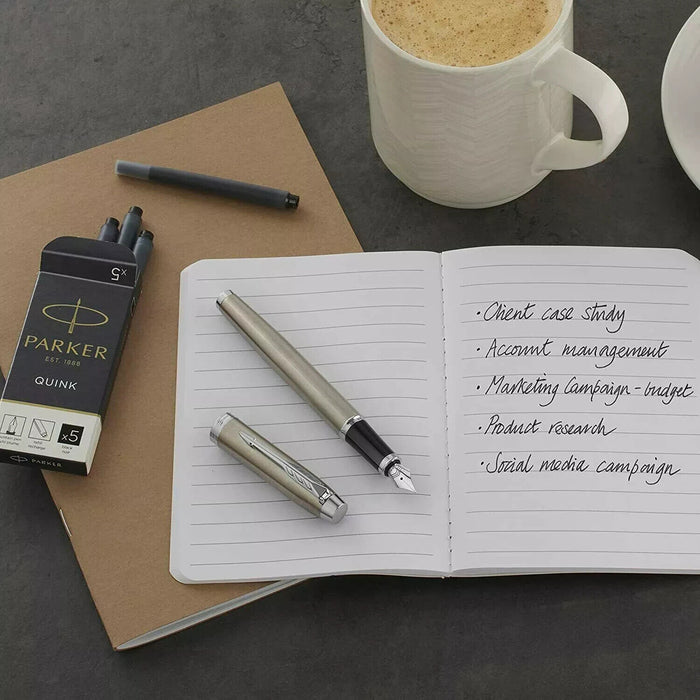 Parker Quink Long Black Fountain Pen Ink Cartridges - 5 Pack