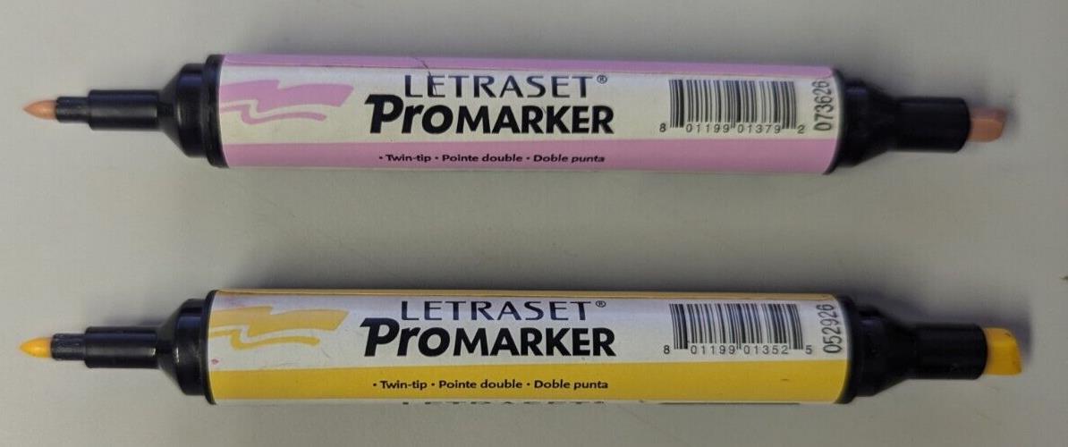 LETRASET PROMARKER Permanent TWIN TIP Pen - 1 x Yellow & 1 x Pink