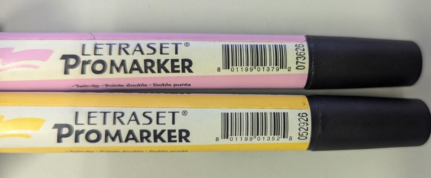 LETRASET PROMARKER Permanent TWIN TIP Pen - 1 x Yellow & 1 x Pink
