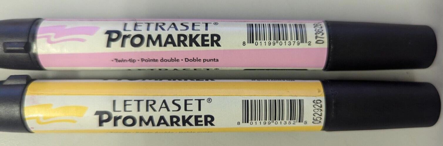LETRASET PROMARKER Permanent TWIN TIP Pen - 1 x Yellow & 1 x Pink