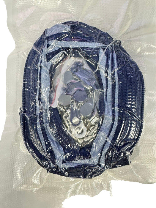 Zips and Navy Fabric Vacuum Sealed