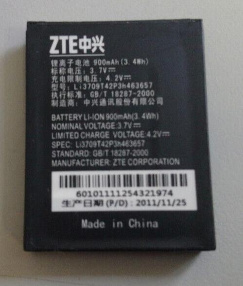 Used ZTE Li3709T42P3h463657 Replacement Battery for ZTE F290 N281 Z221 900mAh