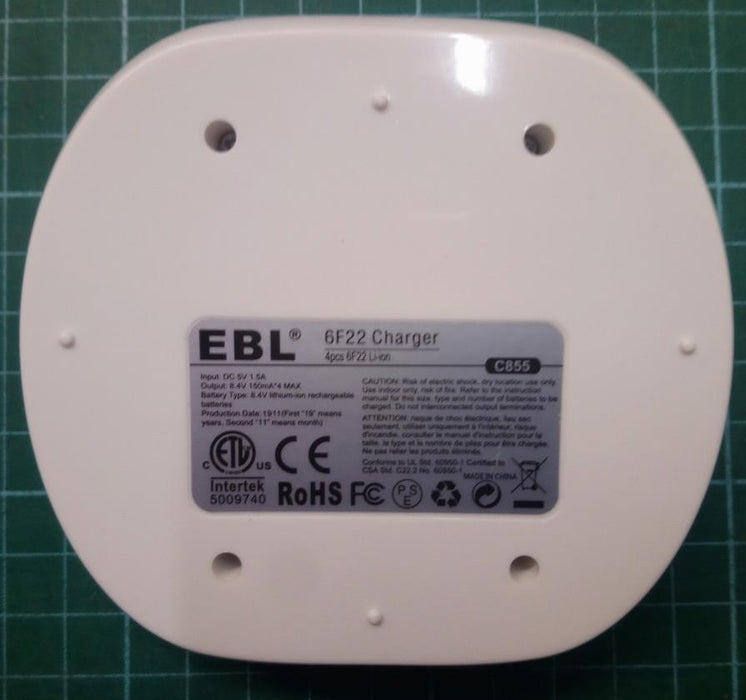 EBL 4-Slot Battery Charger for 9V Li-ion Rechargeable Battery - Charger Only