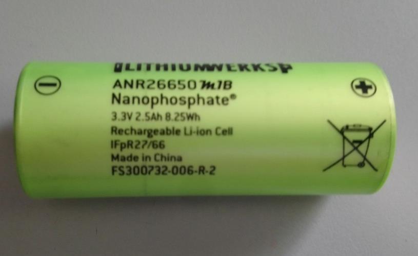 26650 LithiumWerks Li-Ion Flat Top Rechargeable Battery - 3.3V 2.5Ah - 4 pack