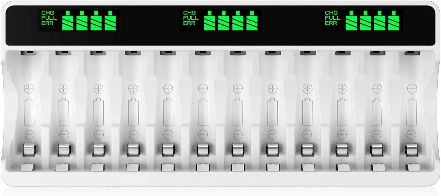 HiQuick 12 Slots LCD Battery Charger for AA & AAA 12 slot
