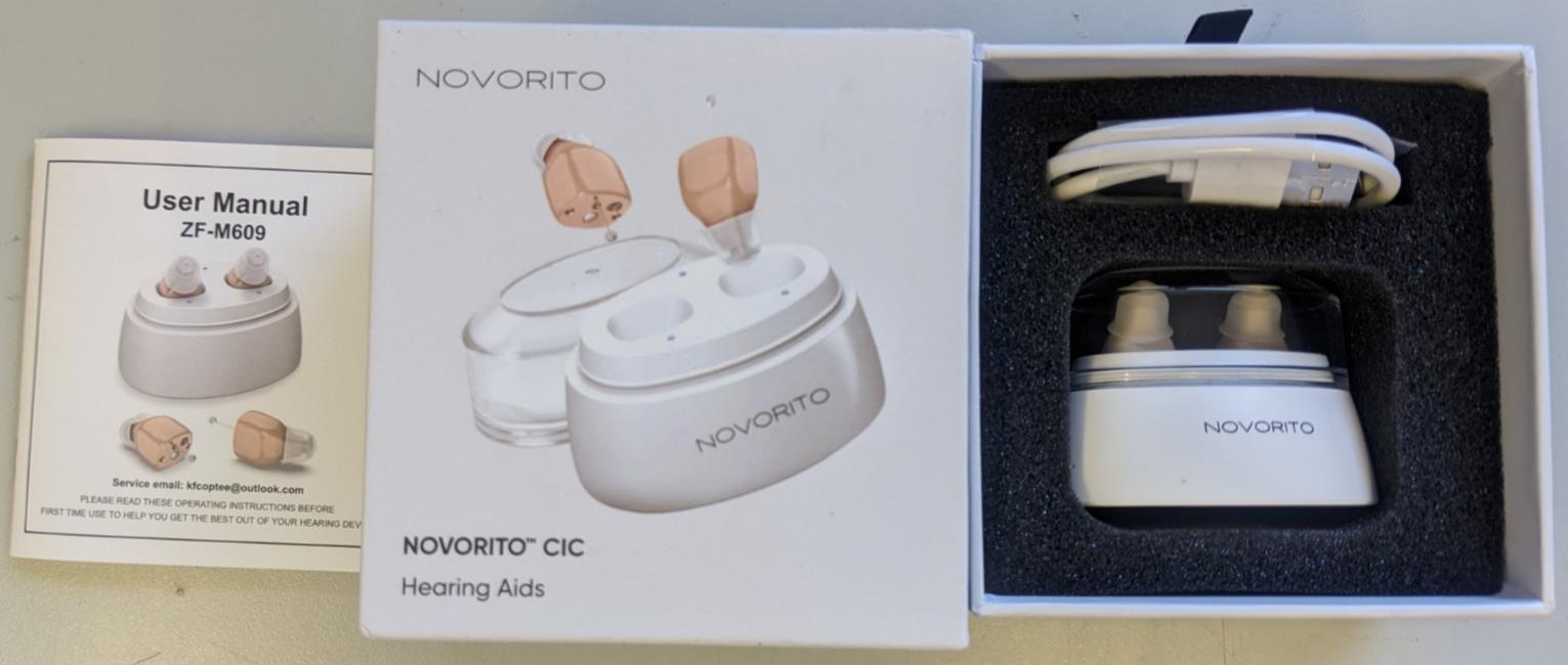 Novorito CIC Rechargeable Hearing Aids - 20h battery time - Completely in canal