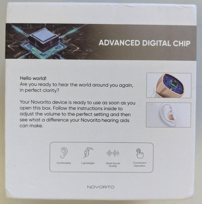 Novorito CIC Rechargeable Hearing Aids - 20h battery time - Completely in canal