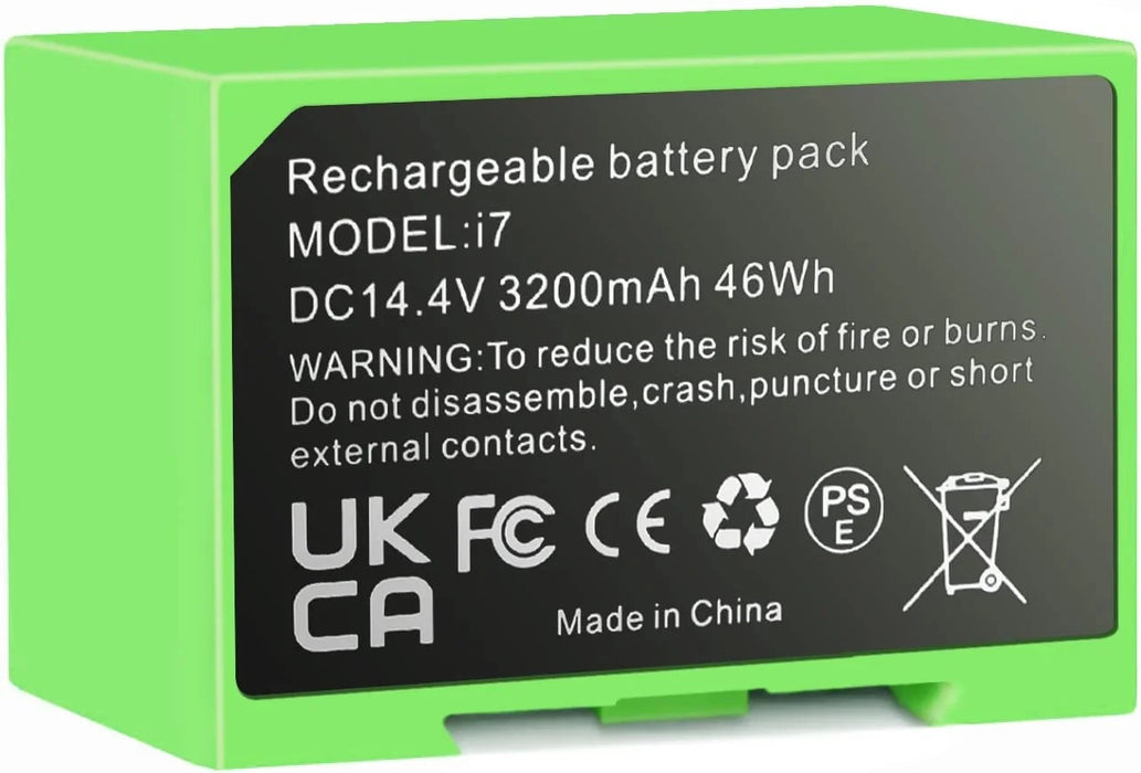 14.4V 3200mAh i7 Replacement Battery Lithium Ion Battery Compatible with iRobot