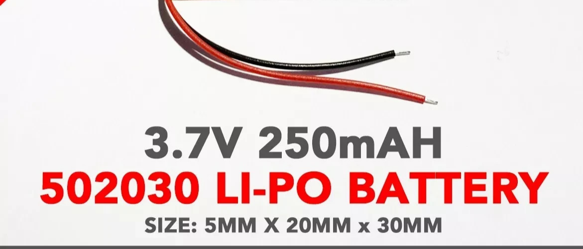3.7V 250mAh Li-Po Battery (502030) Rechargeable Lithium Cell  (+Device)