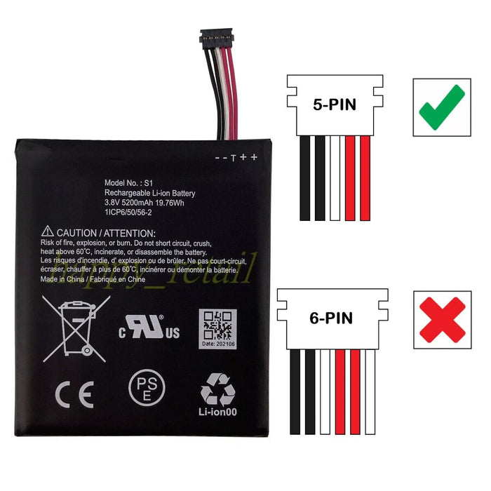 New Battery S1 (5pins) For Ring Video Doorbell 5 pins connector