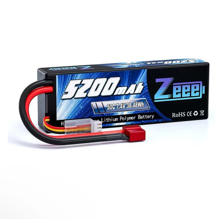 Zeee 7.4V 50C 5200mAh 2S RC Lipo Battery Hard Case Deans Plug with Housing