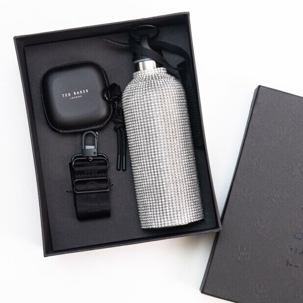 Ted Baker JAZZIIS Rhinestone Water Bottle & Earphones Holder Boxed Gift Set