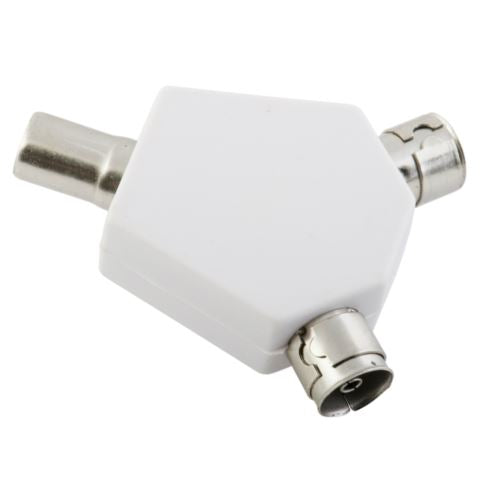 2 Way TV Splitter Aerial Coax Coaxial - Y Adaptor Ariel Dual Converter Cable