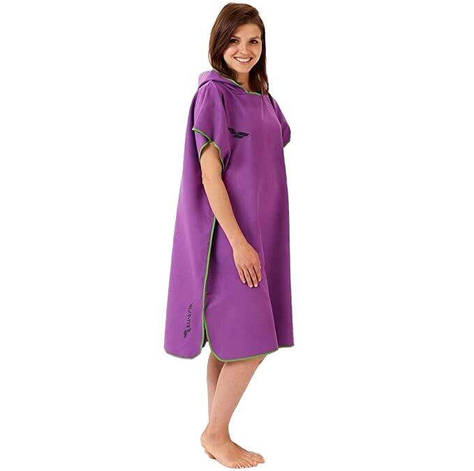 Fit-Flip Purple Medium Travel Poncho with Travel bag, Oversized Microfibre